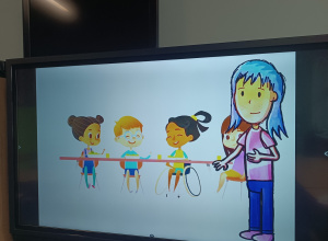 Kadr z filmu animowanego dotyczącego niepełnosprawności.