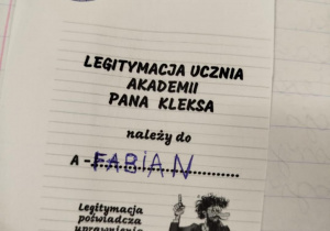 Legitymacja Ucznia Akademii Pana Kleksa